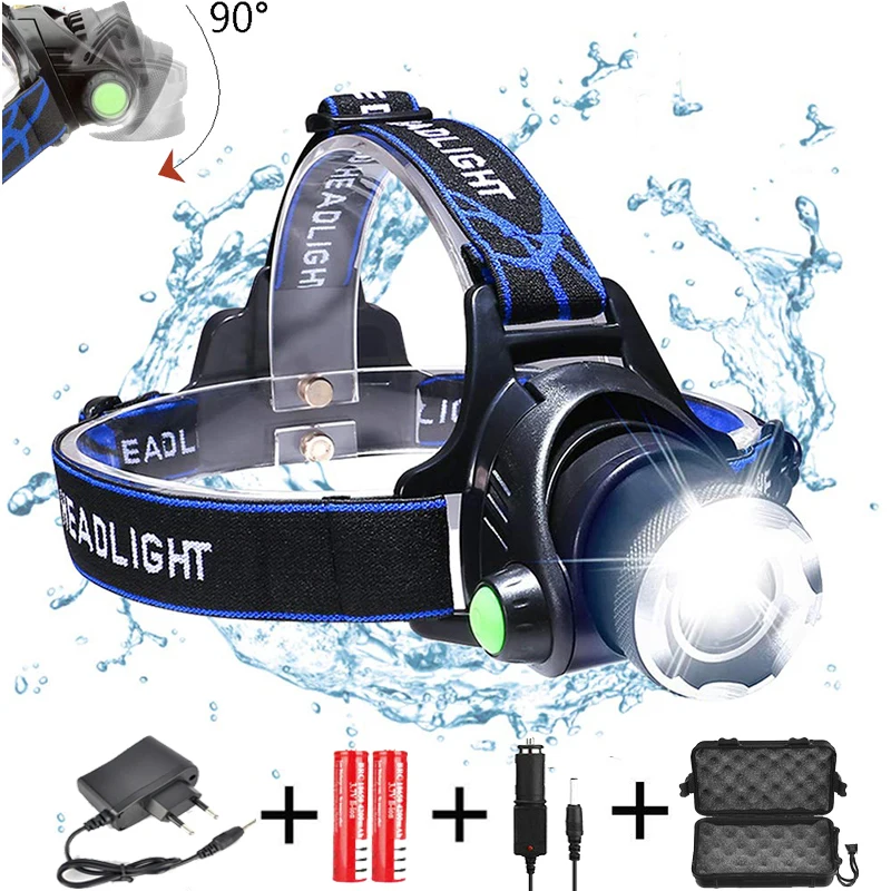 L2 портативный светодиодный налобный фонарь с зумом, налобный фонарь, водонепроницаемый фонарь с регулировкой фокуса для рыбалки, кемпинга, светильник