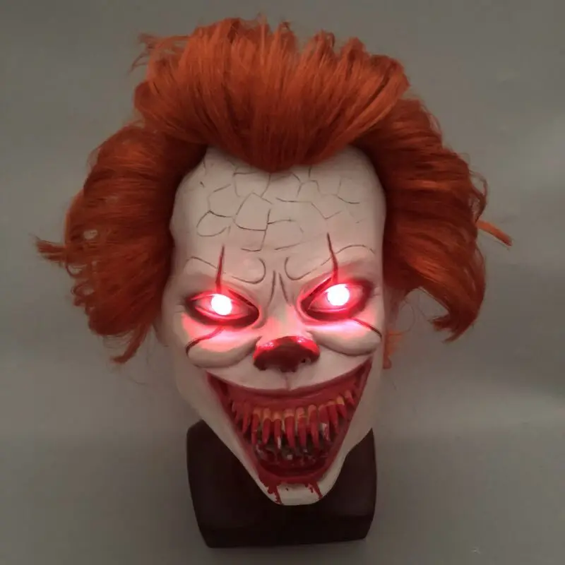 Светодиодный его глава 2 джокера клоун Косплэй маска флэш страшно Стивен Кинг латексные маски на Хэллоуин кровавый Детский костюм для вечеринок Реквизит