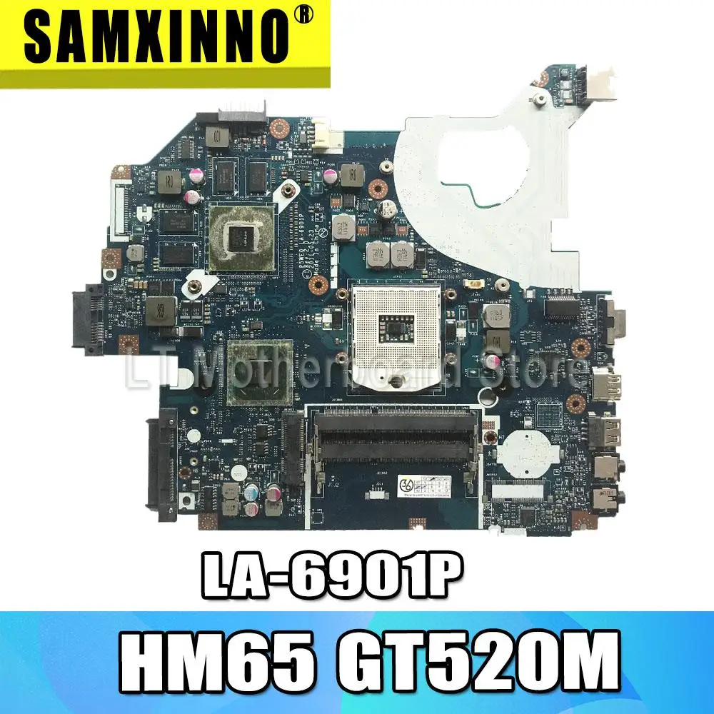 ^Cheap P5WE0 LA-6901P motherboard for acer 5750 5750G 5755 laptop motherboard HM65 GT520M original Test motherboard Free CPU