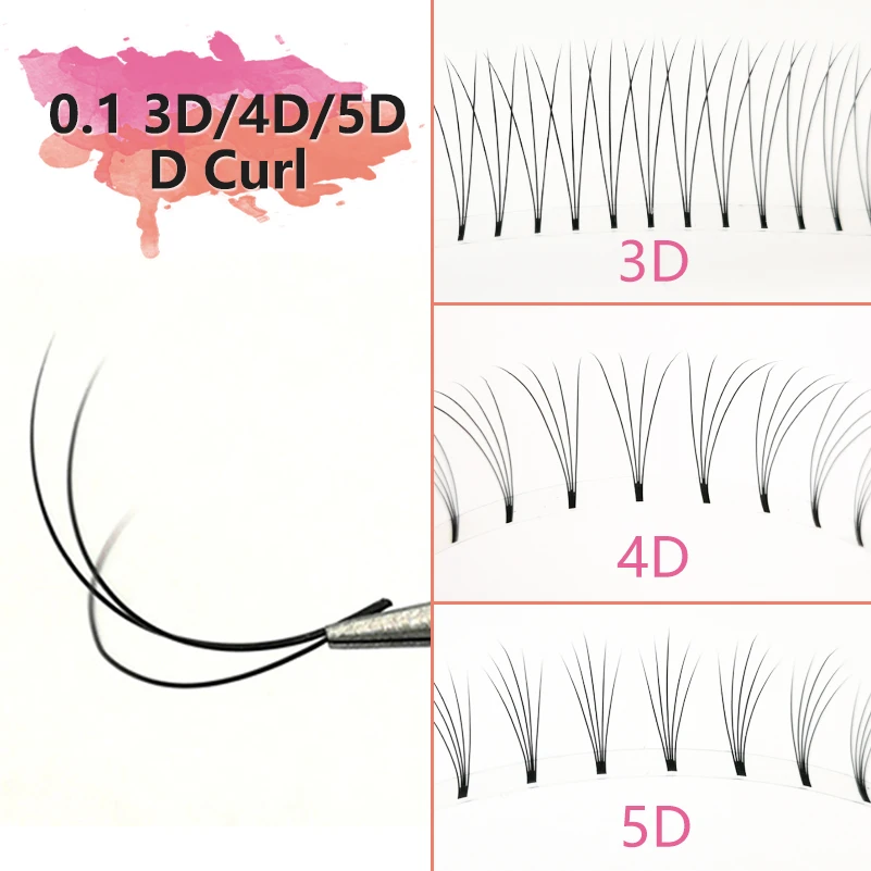 5 шт./партия, ресницы 3D/4D/5D, 0,10 D, завитые, с коротким стержнем, предварительно сделанные вееры, ресницы для наращивания, накладные, норковые, Индивидуальные ресницы