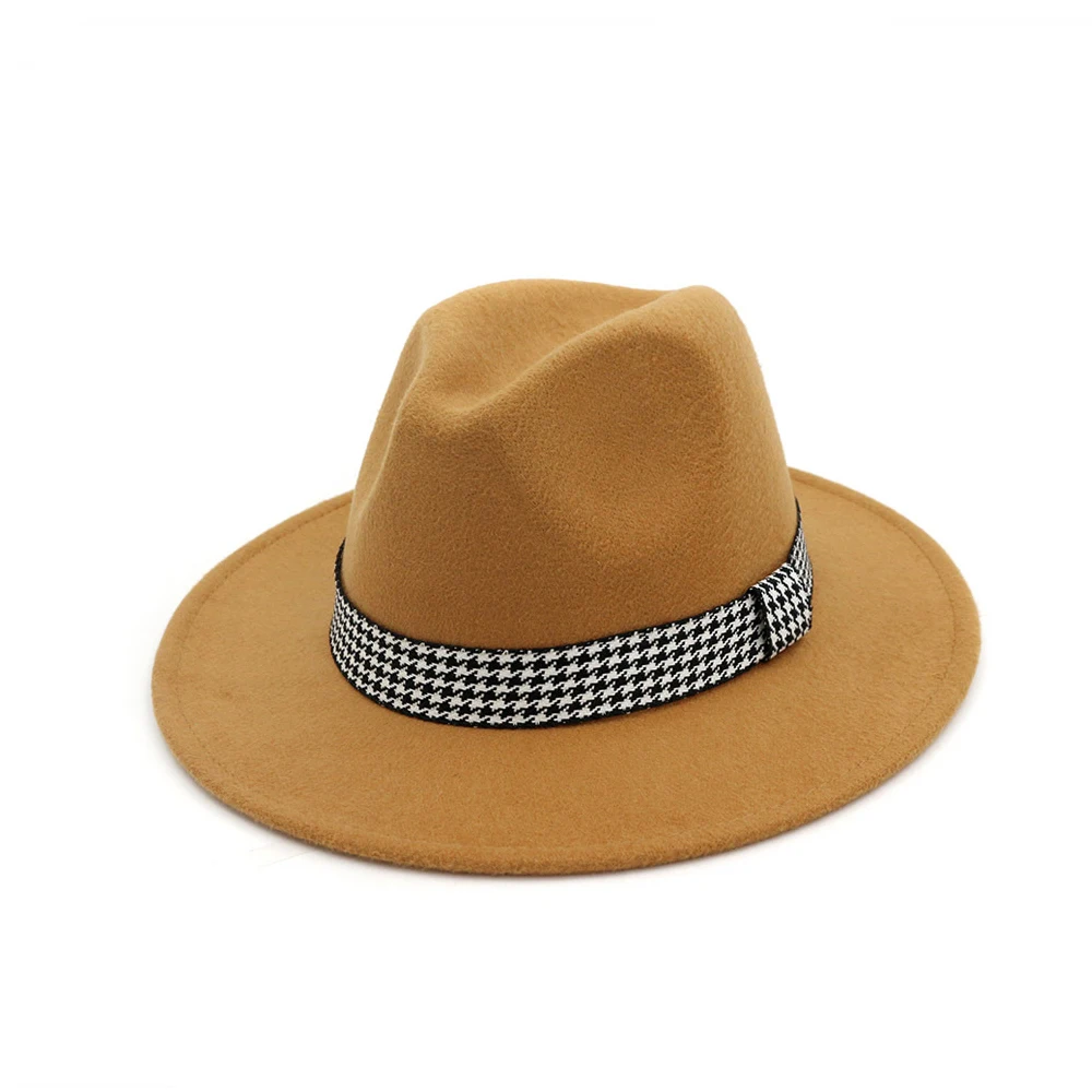 Классическая мужская и женская шерстяная шляпа Fedora с тканевым поясом широкая шляпа Поп-джаз церковная чародейная шляпа размер 56-58 см