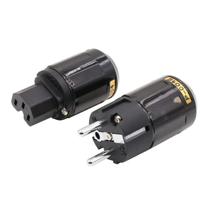 1 пара P-004 и C-004 Rhdoium покрытием ЕС Версия IEC AC разъем питания для аудио соединительный шнур питания кабель вилки AXYF