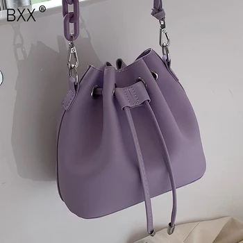 

[BXX] Purple PU Leather Crossbody Bucket Bags For Women 2020 Mini Shoulder Handbags Female Summer Fashion Travel Totes Bag HM545