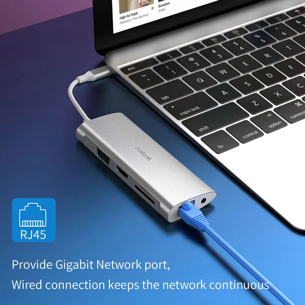 WIWU 11 en 1 Multi Hub USB 30 para MacBook Pro adaptador USB muelle de carga tipo-c HDMI RJ45 VGA d