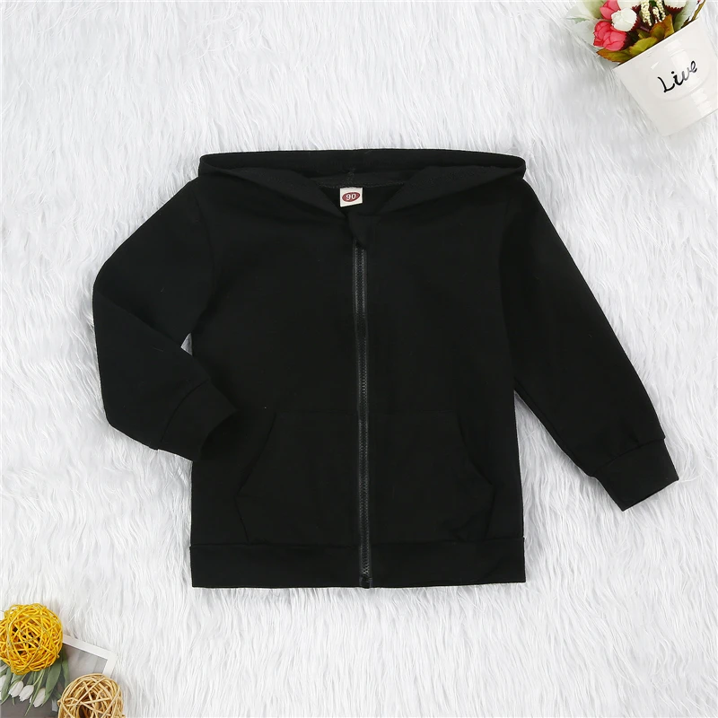 Hooded Sweatshirts Zipper Long-Sleeve Kangaroo Pocket Solid Color 0-6 Years Kids Boys Girls Outdoor Casual Coat Sportswear kids sweatshirt