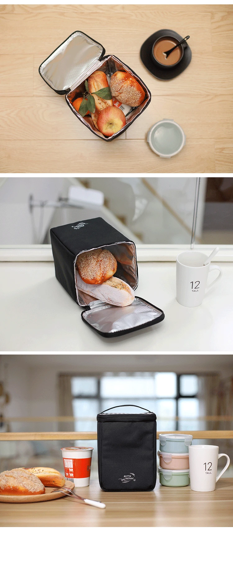 Botai Genuine Product Insulated Lunch Box Bag Square Column-Shaped Oxford Cloth Bento Box Bag Portable Hand Square Sling Bag Squ