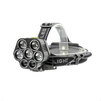 

Ultra bright 6000lumens flashlight 5T6+2LTS rechargeable headlight 18650 battery torch light headlamp