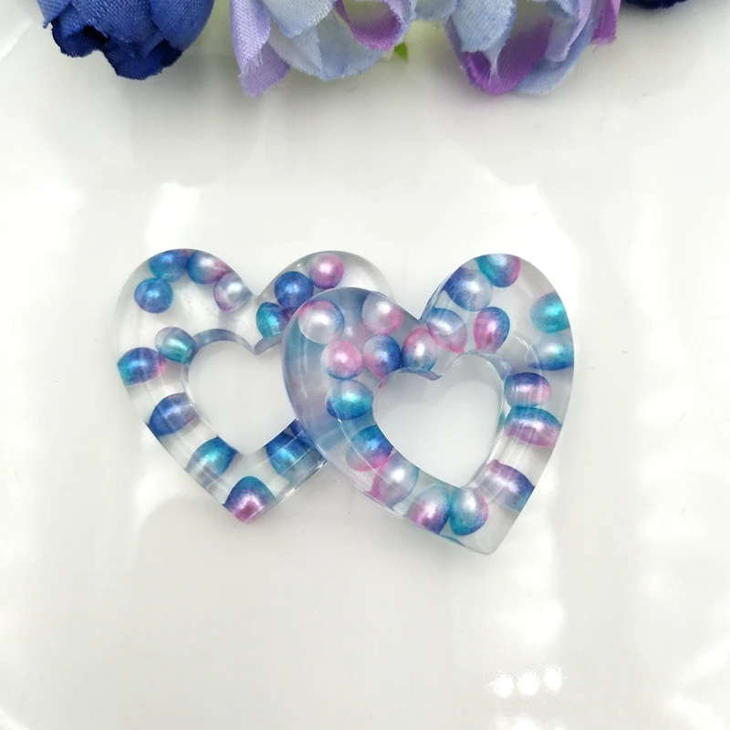 8 шт. милые блестящие полые формы сердца для телефона Diy deco Kawaii Flatback Смола Кабошон Украшения для скрапбукинга 28*30 мм - Цвет: D