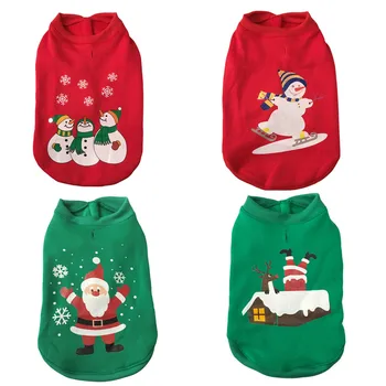 

Christmas Pet Dog Clothes for Pugs Santa Claus Snowman Pattern Winter Clothes for Dog Sweater for Dogs Cat Clothes Vest Sweater
