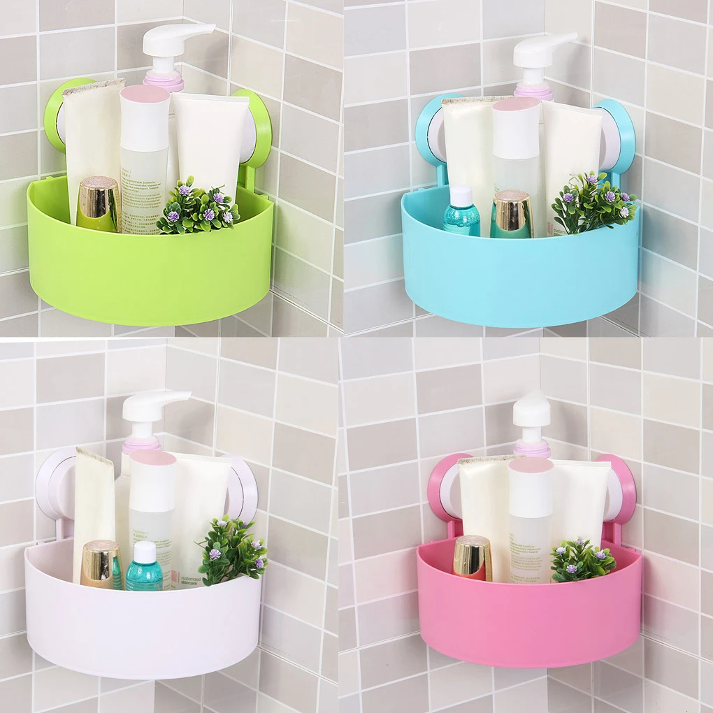 2019 New Strength Sucker Bathroom Shelves Shampoo Holder Strength Corner Sucker Toothpaste Toothbrush Storage Rack