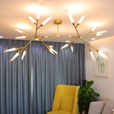 

Post Modern Rotatable Branch Led Chandelier Matt Black Gold Chandelier Lighting Glass Tube Shades LED Lighting
