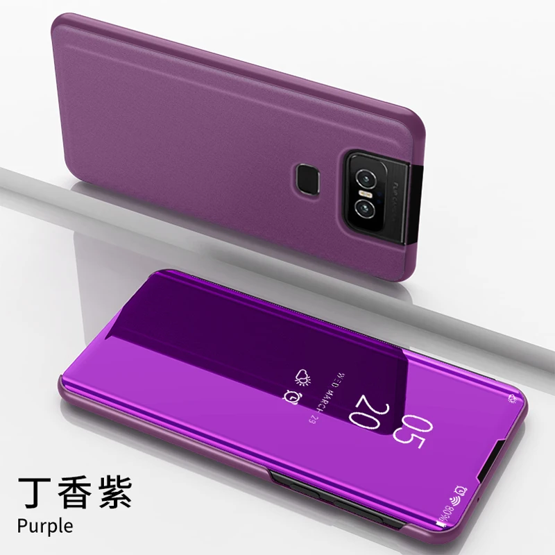 Фиолетовый Зеркальный чехол Thouport для Asus Zenfone 6 ZS630KL, флип-чехол s для Asus 6z Zenfone 6, чехол, защита в виде книги - Цвет: Фиолетовый
