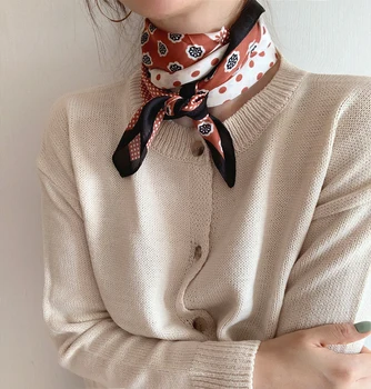 

Luna&Dolphin Fashion Women Square Scarf 70*70 Chiffon Silk Scarves Small Flower Chocolate Headband Small Bandana Hijab Wraps