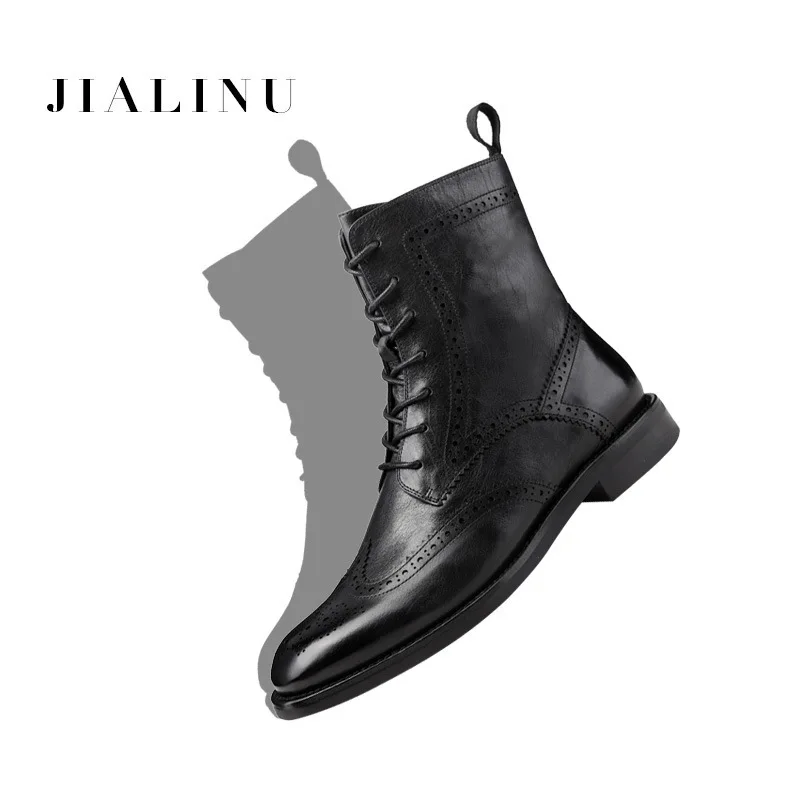 

Jialinu Short Female England Wind Genuine Leather Martin 2020 Lace Joker Black And Ankle Flat Bottom Boots
