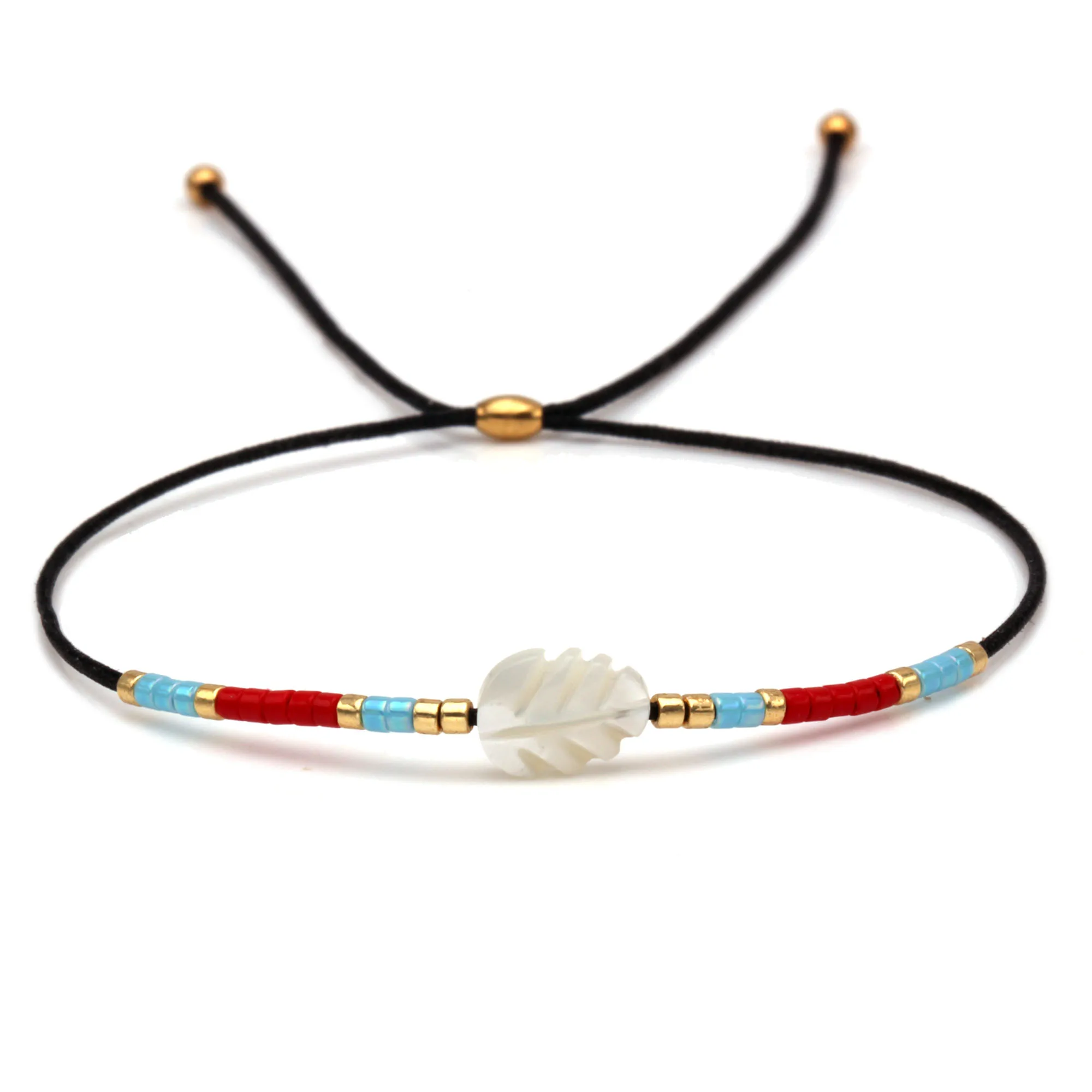 Женский и мужской короткий браслет Boho Miyuki белый мини в виде ракушек с перьями