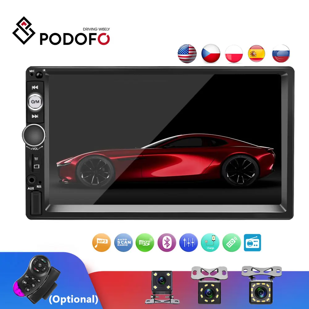 Pаспродажа Podofo Авторадио 2 din Кассетный рекордер автомобильный Радио 7 сенсорный экран 2din Автомагнитола аудио Bluetooth MP5 FM мультимедийный плеер