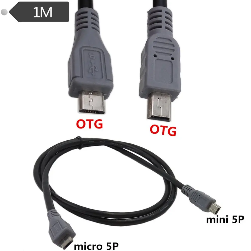 1M Micro USB to Mini USB OTG Cable Adapter Male to Male type 5-pin Converter Adapter Data Transfer Charging Extension Cable