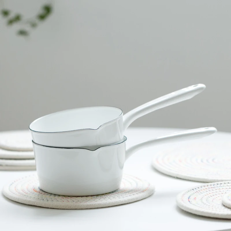 1 3л японская белая эмалированная кастрюля для подогрева молока кухонная