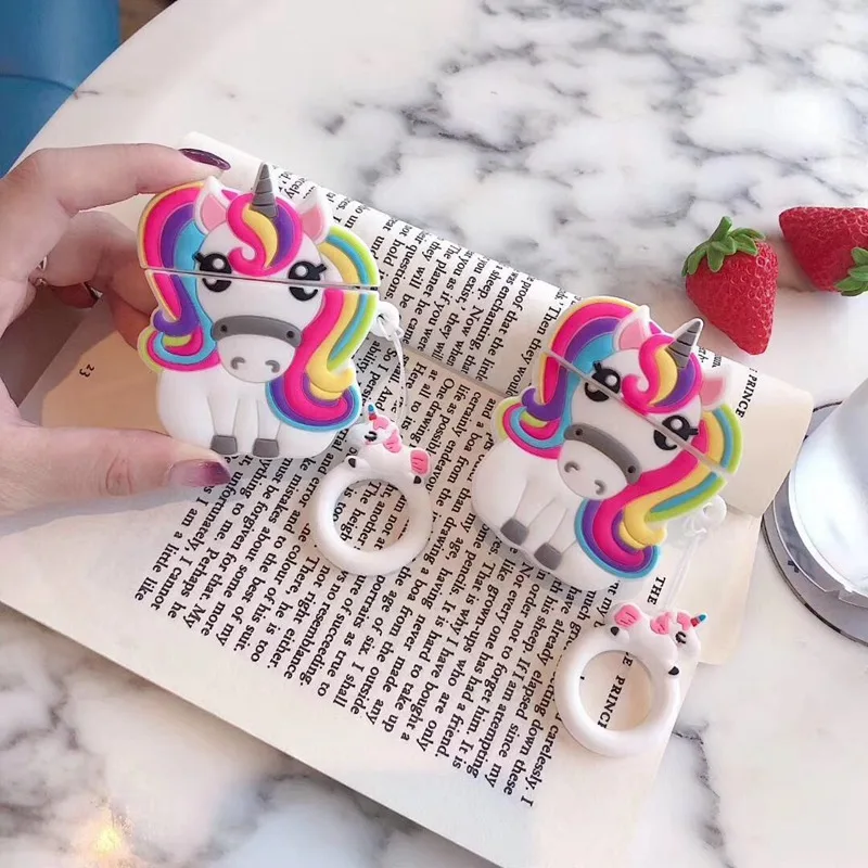 

For airpods 1 2 Cartoon three-dimensional rainbow colorful horse wireless Bluetooth headset bag