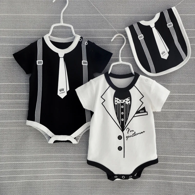 

Summer 0-1 Year Old Boy Baby Clothing, Cotton Comfortable Breathable Triangle Jumpsuit Rompers Handsome Male Baby Onesies