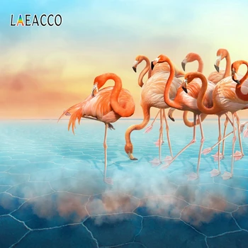 

Laeacco Flamingos Party Ice Scenery Photo Background Wall Decor Baby Child Portrait Photophone Photography Backdrop Photo Studio
