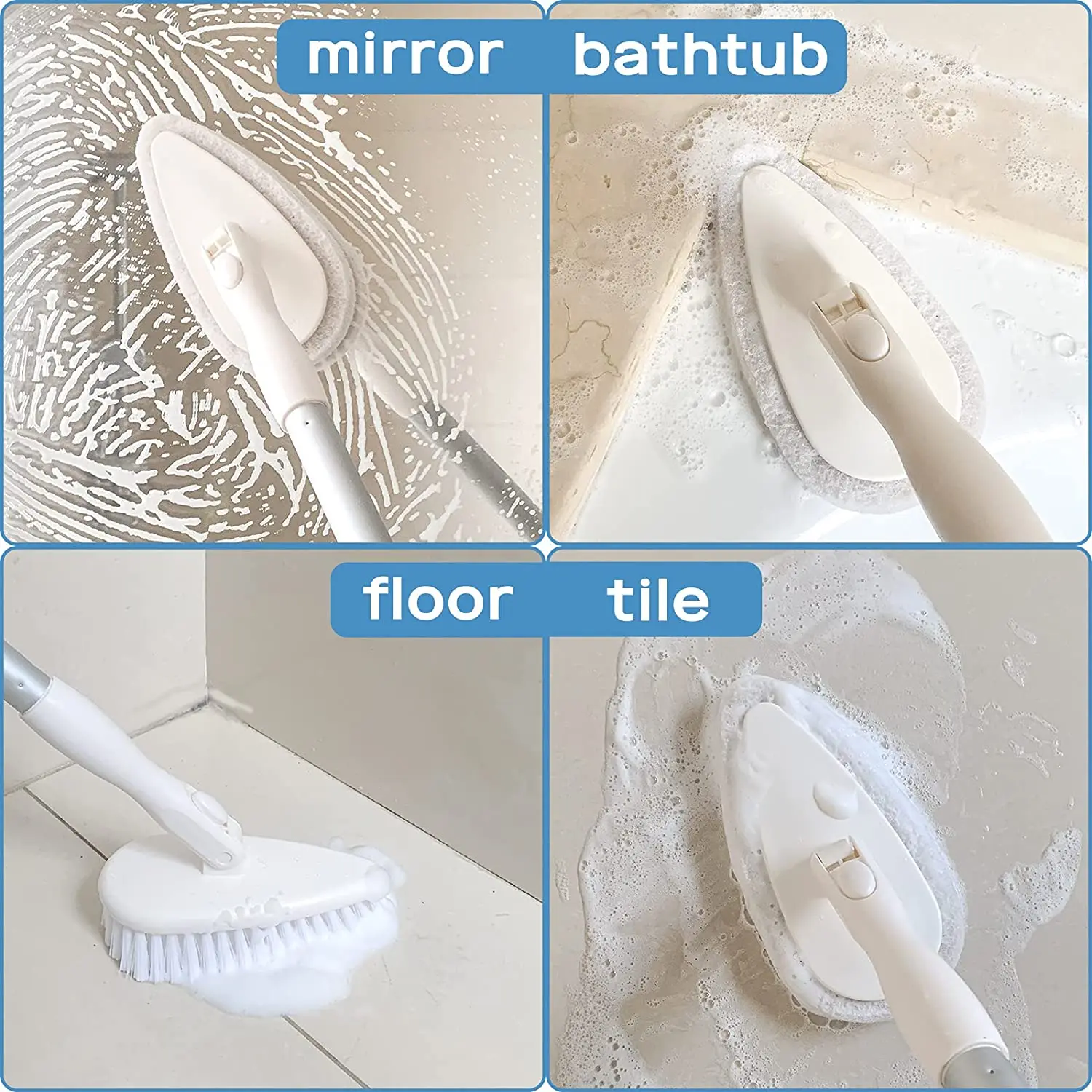Qaestfy Shower Bathtub Tile Scrubber Brush with Extendable Aluminum Long  Handle for Bathroom Wall Floor Scrubbing 