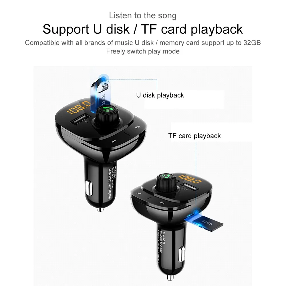 Автомобильный MP3 двойной USB автомобильный прикуриватель зарядное устройство многофункциональный автомобильный Bluetooth плеер красный умный быстрый заряд