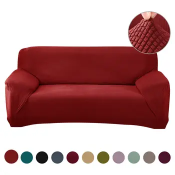 

1/2/3 Seater Spandex Modern Sofa Cover Elastic Solid Color Polyester Corner Sofa Couch Slipcover seat Protector Living Room