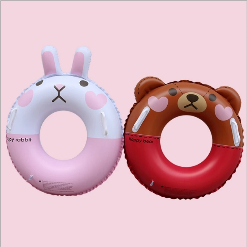 

New Inflable piscina children's rubber ring Rabbit Bear inflatable buoy Swimiming Circle Handle children's float Water Toys