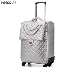 VESCOVO 2" 24 дюймов ретро искусственная кожа высокого класса чемодан на колесиках Spinner Колеса Кабина дорожная сумка