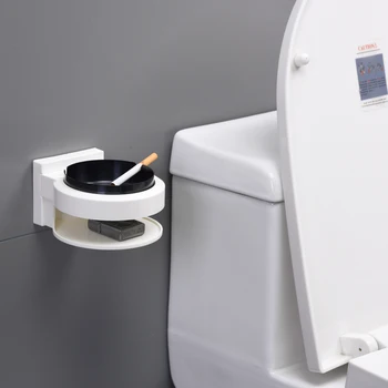 

1 Pcs Creative Stainless Steel Ashtray Wall-mounted Punch-free Ash Storage Box Bathroom Home Portable Multifunction Ashtray
