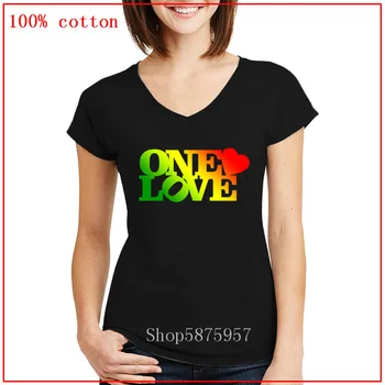 

One Love Print Funny Tshirts Hip Hop Cotton Tee Shirt V neck women blouses vetement ete femme Personalized Short Sleeves t shirt