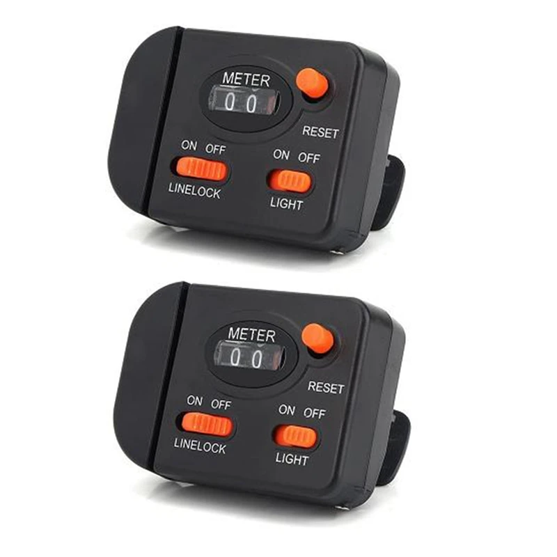2Pcs Digital Fishing Line Length Counter Depth Gauge Fishing Line