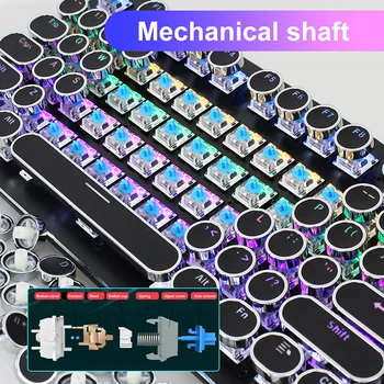 

Mechanical Keyboard Gaming Keyboard 104 Keys Round Hat USB2.0 Wired Keyboard With RGB Backlight Computer Accessories Durable