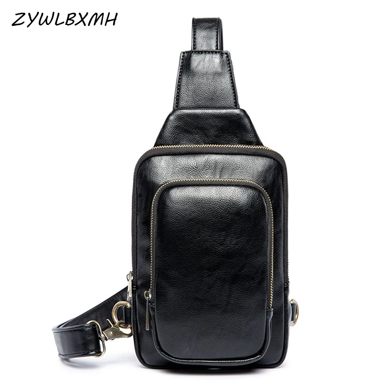 

ZYWLBXMH Men's Chest Bag Multiple Pockets Waist Pack Solid Color Waist Bag Vintage Bag Waterproof PU Leather Belt Bag Fanny Pack