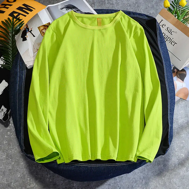 Новая хлопковая рубашка с длинными рукавами, Весенняя и осенняя однотонная приталенная рубашка, простая Базовая Мужская футболка с длинными рукавами