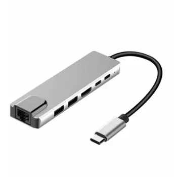 

USB Type C Hub Aluminum alloy Adapter Dock with 4K HDMI PD RJ45 Ethernet Lan Charge for MacBook Adapters