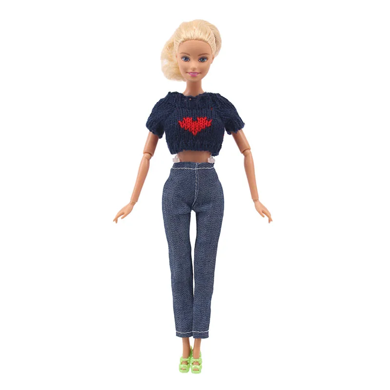 Blyth куклы-Барби Одежда для 15 видов стилей = свитер+ джинсы для BJD 30 см 1/6 Blyth Куклы Игрушки для девочек, поколение Рождественский подарок