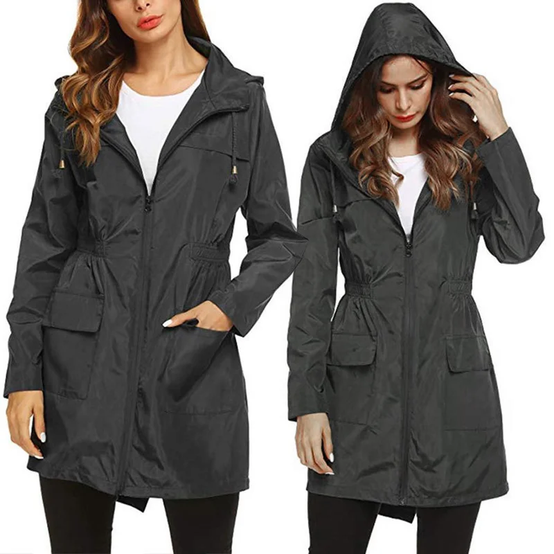 Женский дождевик с рисунками куртка длинными рукавами подкладкой капюшоном