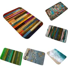 3D утолщенный Печатный коврик фланелевый материал Нескользящая подложка коврик для ванной области Дерево Зерно/Морская звезда/волна узор абсорбирующий дверной коврик