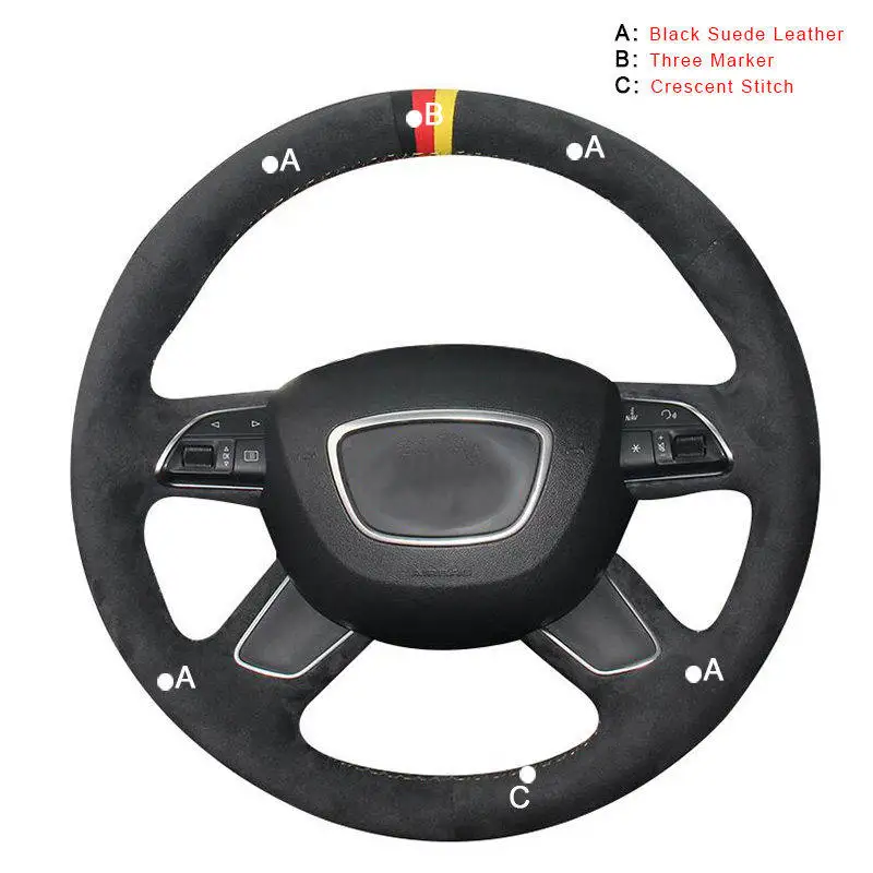 Suede Leather Авто оплетка на руль для Audi A3 8V Sportback A4 B8 Avant A6 C7 A8 D4 Q3 8U Q5 8R Q7 4L DIY чехлы на колеса автомобиля - Название цвета: Suede Leather