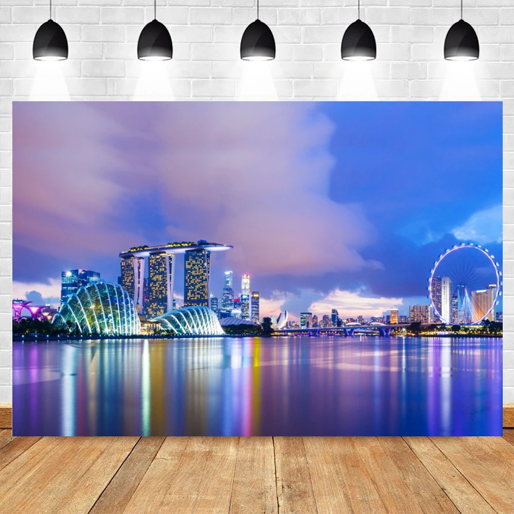 Yeele мост современный город светильник река отражение фотография фоны