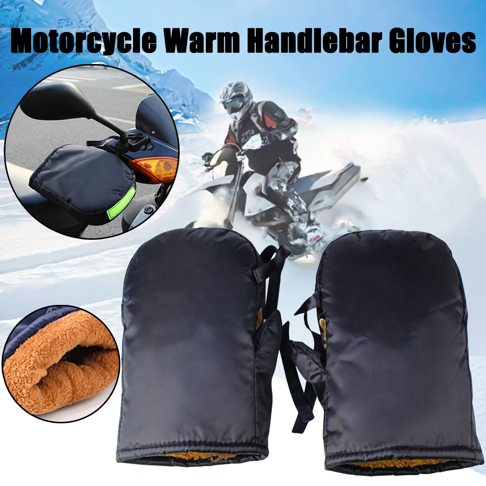 

Motorcycle Handlebar Gloves With Reflective Strip Windproof Waterproof Warm Bike Motorbike Handle Bar Hand Cover