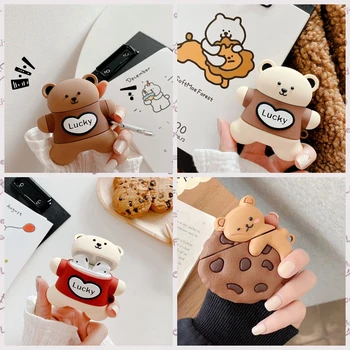 

For i12 i9s i10 i11 i13 cute Cartoon Korean cookie bear Pattern Case i23 i24 i25 i27 i100 inpods 12 TWS headphone silicone Case