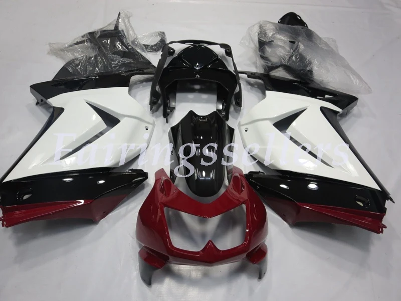 White Red Black Литье под давлением мотоцикл ABS Обтекатели комплект подходит для kawasaki Ninja 250R EX250 2008 2009 2010 2011 2012 2013 белый серебристый звезда - Цвет: White Red Black