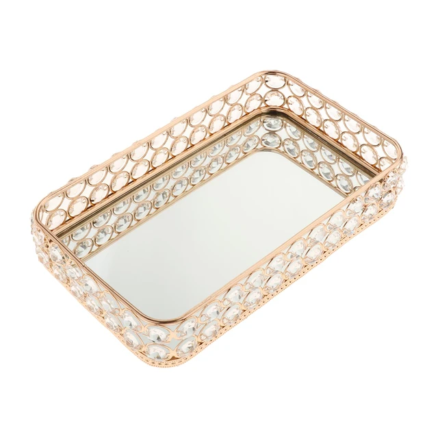 Crystal Cosmetic Tray Decorative Vanity Mirrored  Rhinestone Jewelry  Display Plate - Storage Trays - Aliexpress