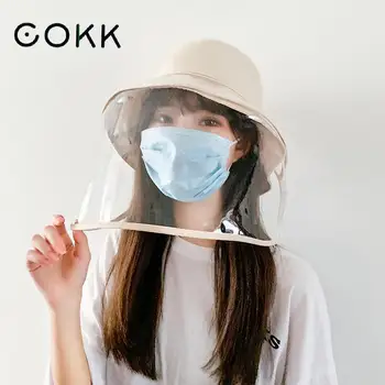 

COKK Women Bucket Hat With Removable Transparent TPU Hat Female Face Protection Hat Anti-Saliva Dust Splash Hat Men Women Summer