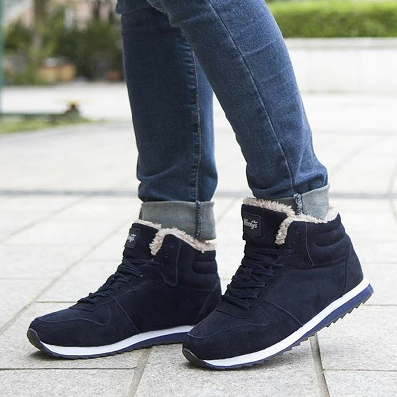 Men boots Mens Winter Shoes Fashion Snow Boots Shoes Plus Size Winter Sneakers Ankle Men Shoes Winter Boots Black Blue Footwear