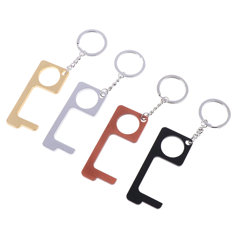 Non-contact Door Opener Elevator Button Door Handle Switch Brass Key Safety Protection No-Touch Anti-bacteria Opener With Chain