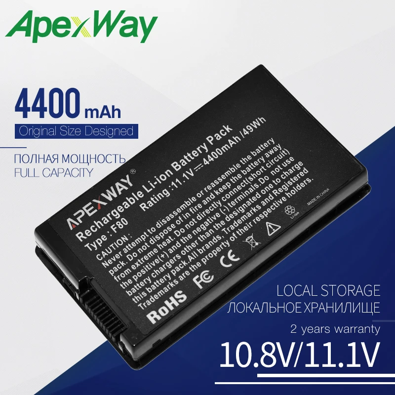 Apexway Аккумулятор для ноутбука Asus F80 F80Cr F80s F81 F81E F81Se F83 F83Cr F83E F83S F83Se F83T F83V F83VD F83VF K41